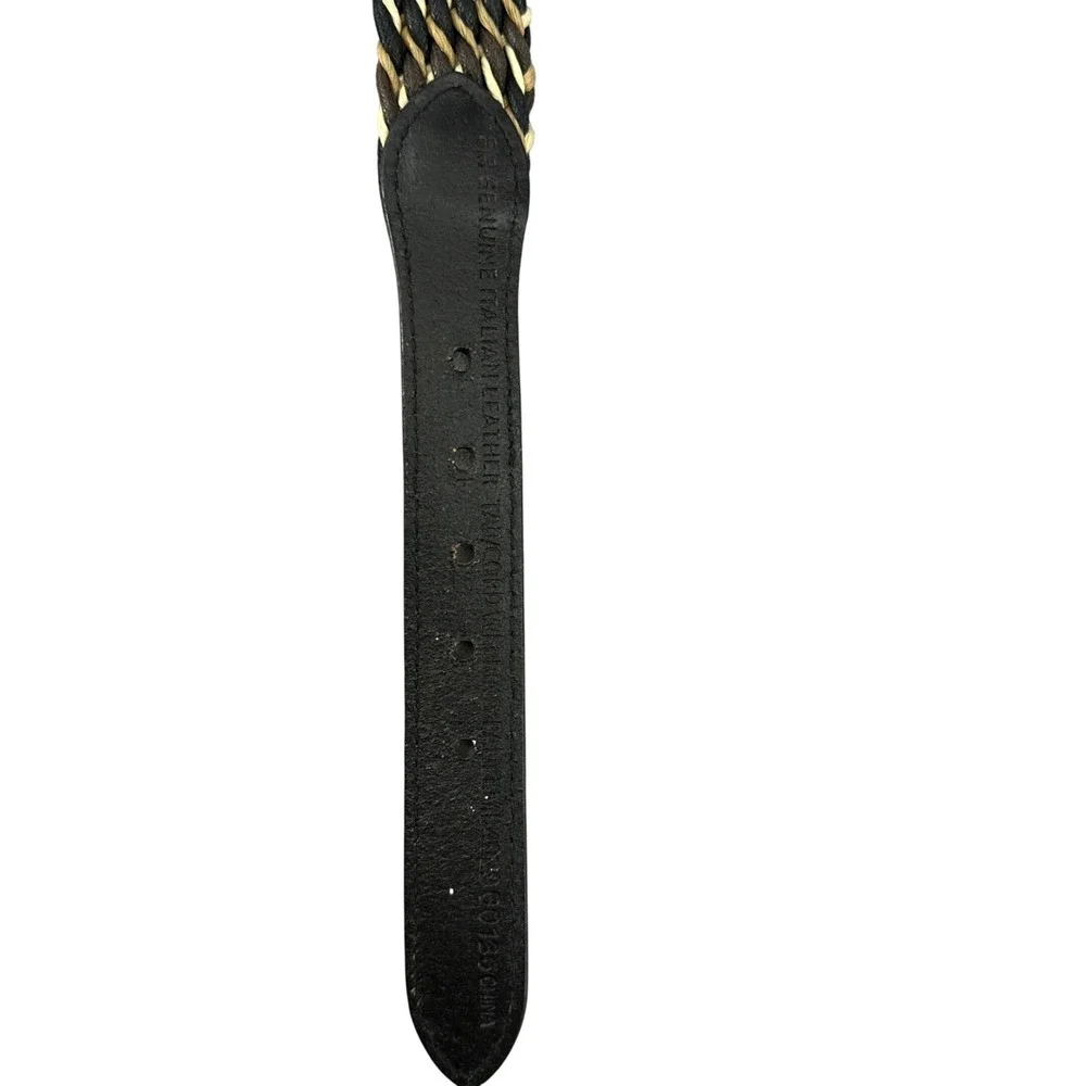Fossil braided‎ belt brass buckle leather trim